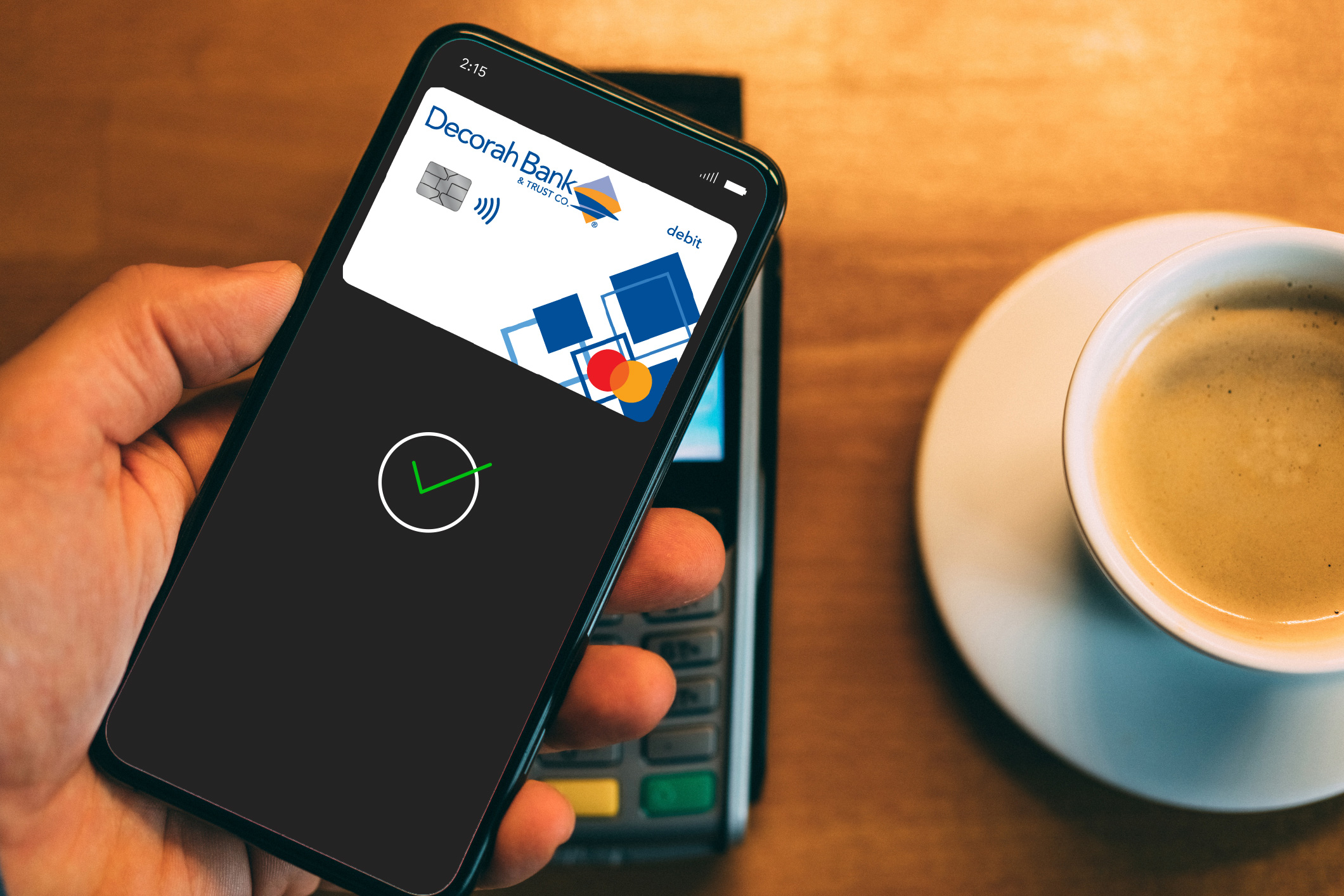 Paying for coffee with mobile device